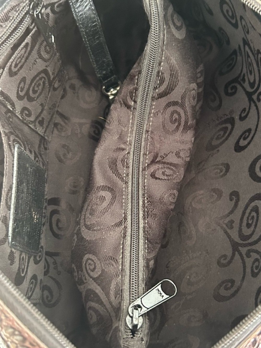 Brighton Black Pebbled Leather shoulder bag Croc Embossed structured purse - Picture 7 of 9